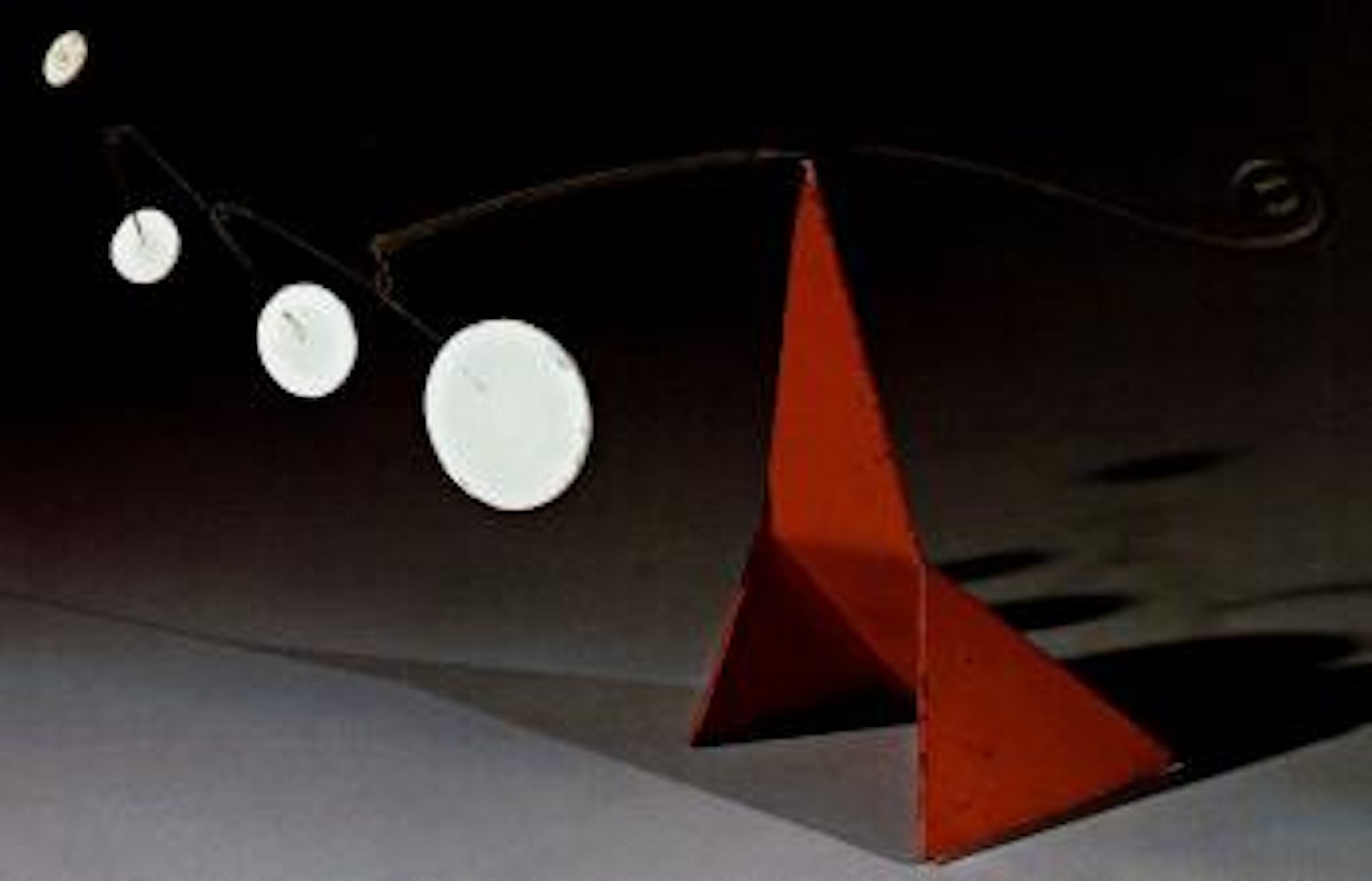 Four white dots on a red base by Alexander Calder