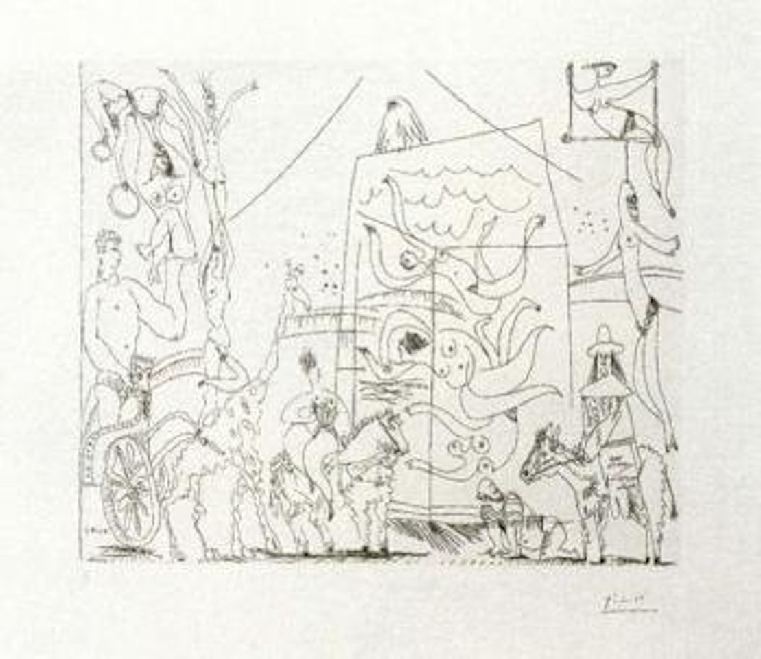 Acrobates, giraffe, nageuses au cirque by Pablo Picasso