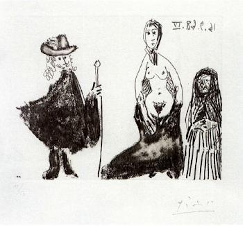 Jeune fille, Celestine et petit-maitre by Pablo Picasso