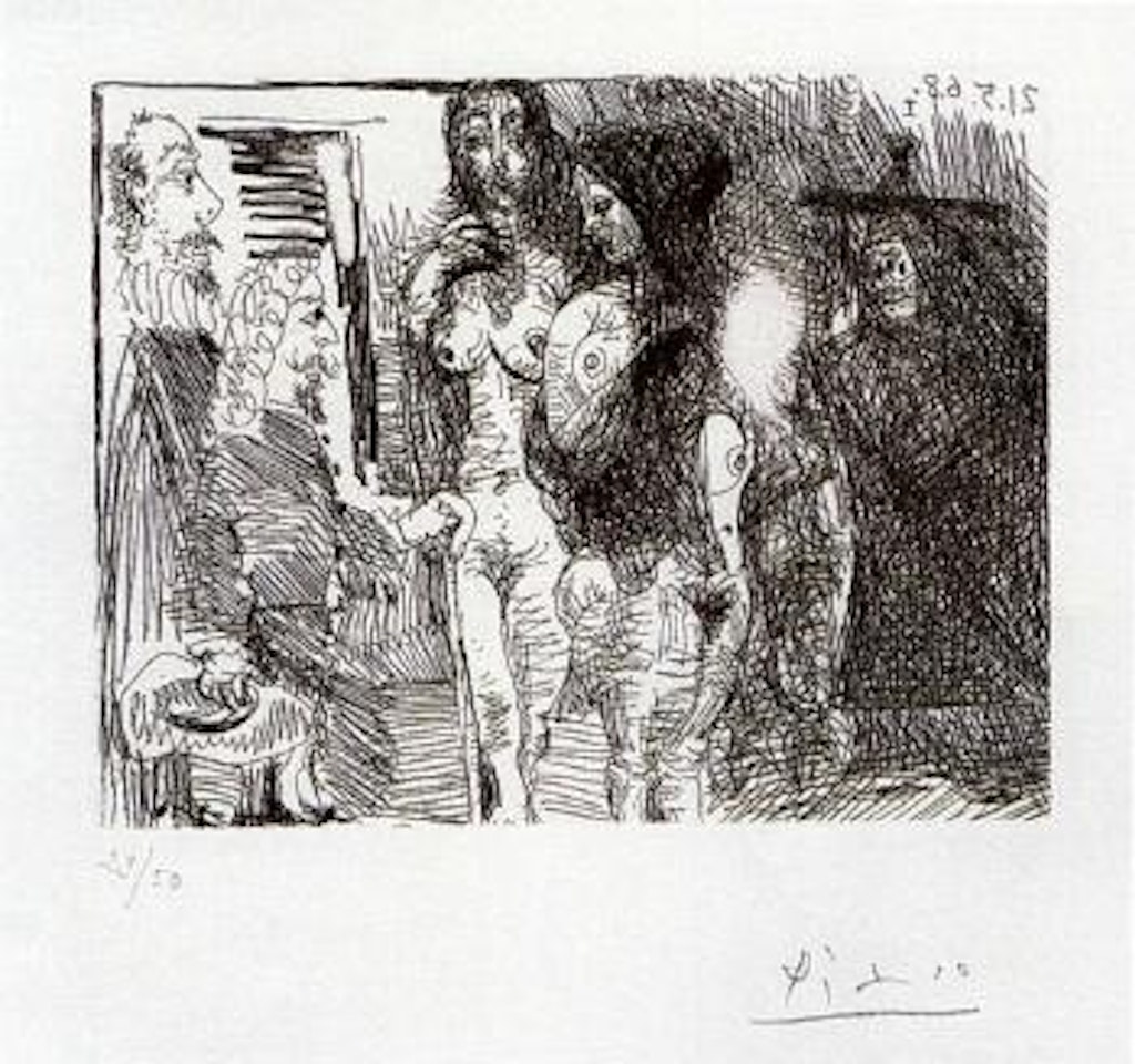 La Celestine presentant ses deux pensionnaires by Pablo Picasso