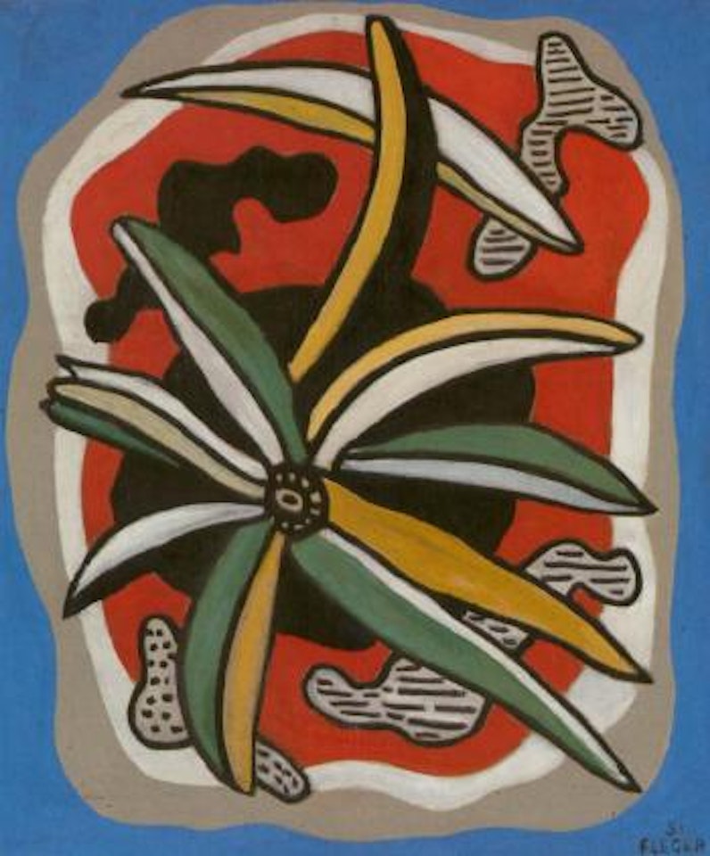 Fleur sur fond rouge by Fernand Leger