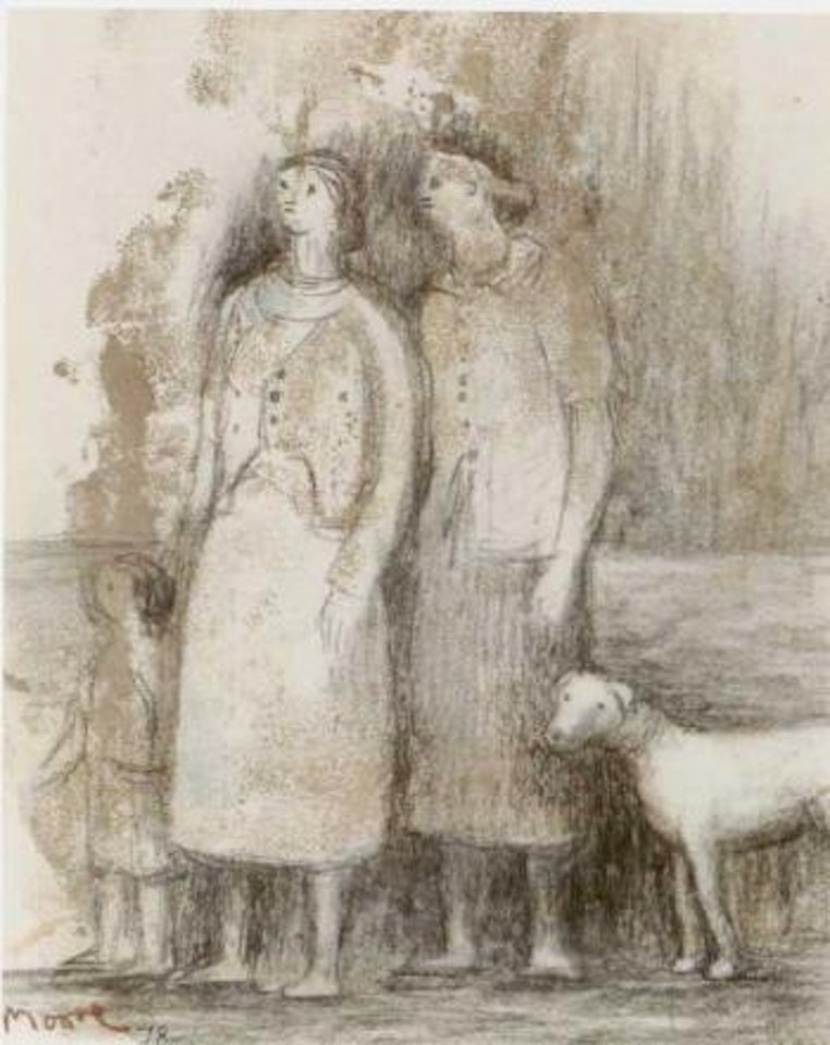 Figures in street by Henry Moore