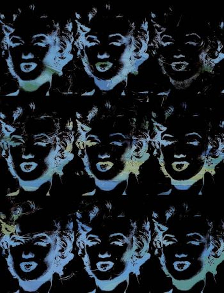 Nine blue Marilyns, reversal series by Andy Warhol