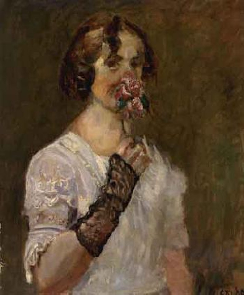 Woman with rose by Christian Krohg