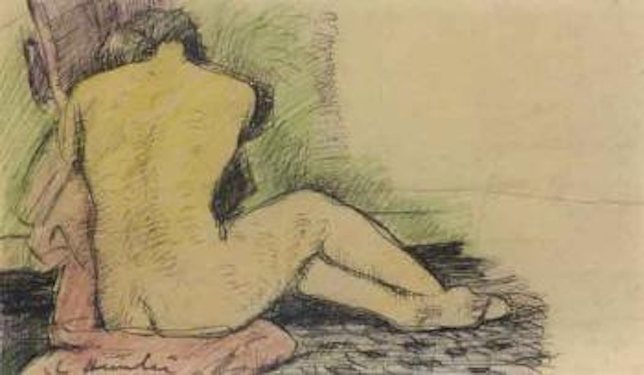Female nude, seen from behind by George Leslie Hunter