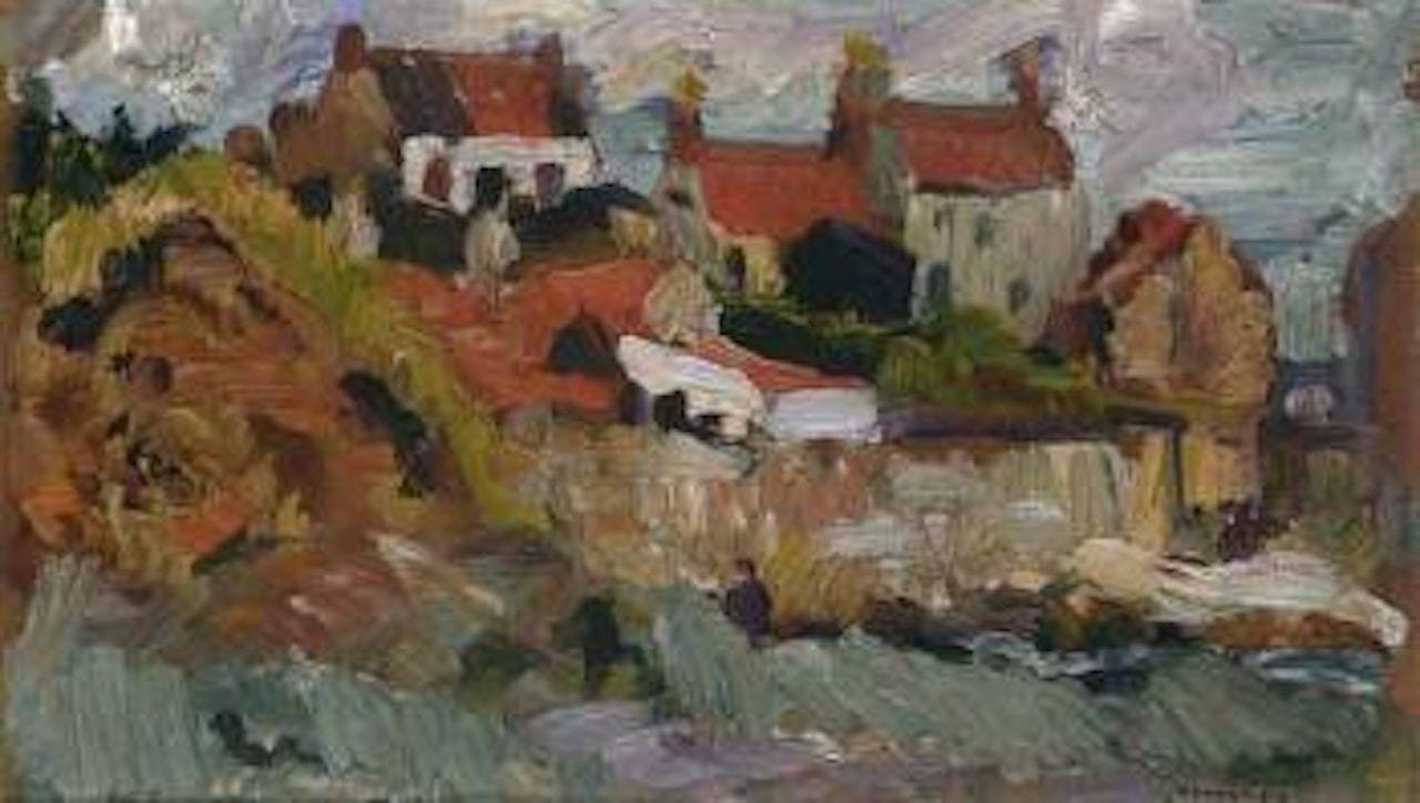 Fishermen's cottages at St Monans by George Leslie Hunter