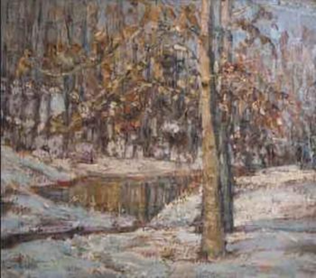 Winter landscape with stream by Walter Emerson Baum