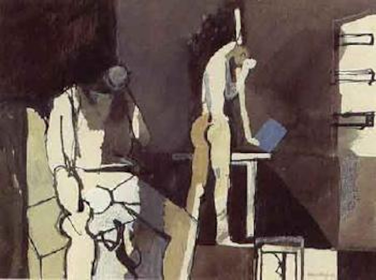 Grey interior with figures by Keith Vaughan