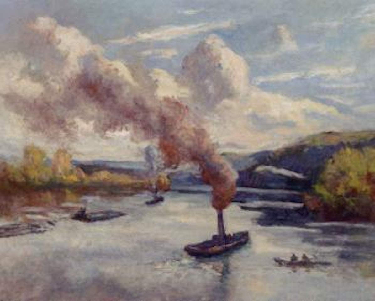 Peniches et remorqueurs sur la Seine by Maximilien Luce