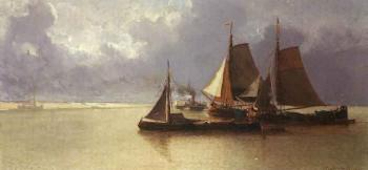 Trois barques de peches by Jean Baptiste Henri Durand-Brager