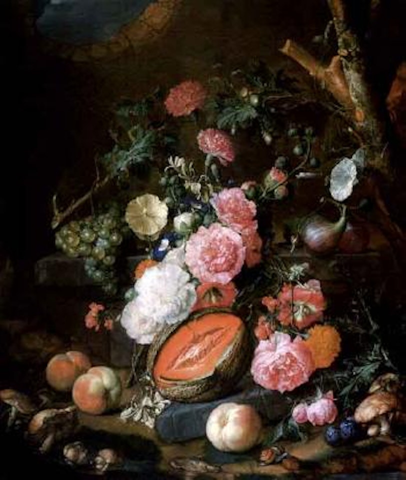 Still life of fruit and flowers by Cornelis de Heem