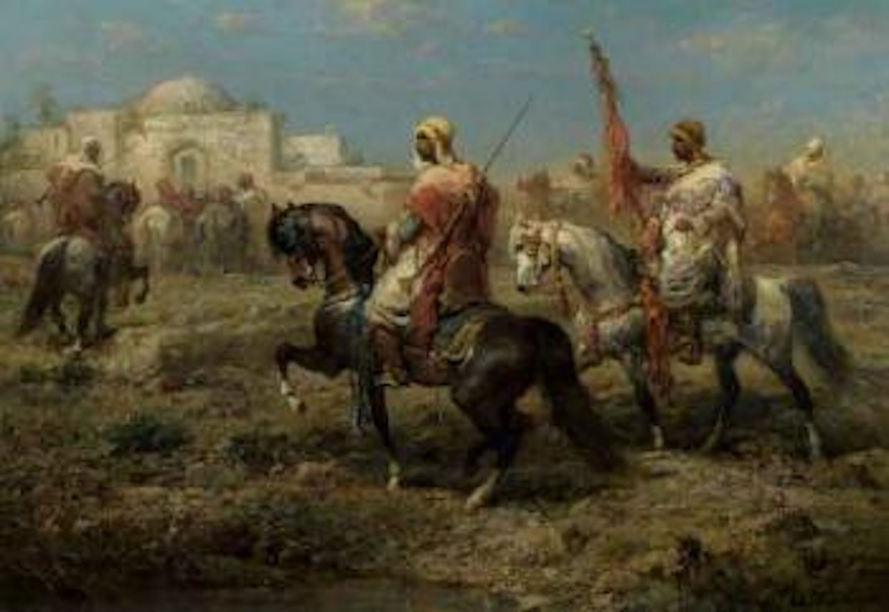 Bedouins on horseback by Adolf Schreyer