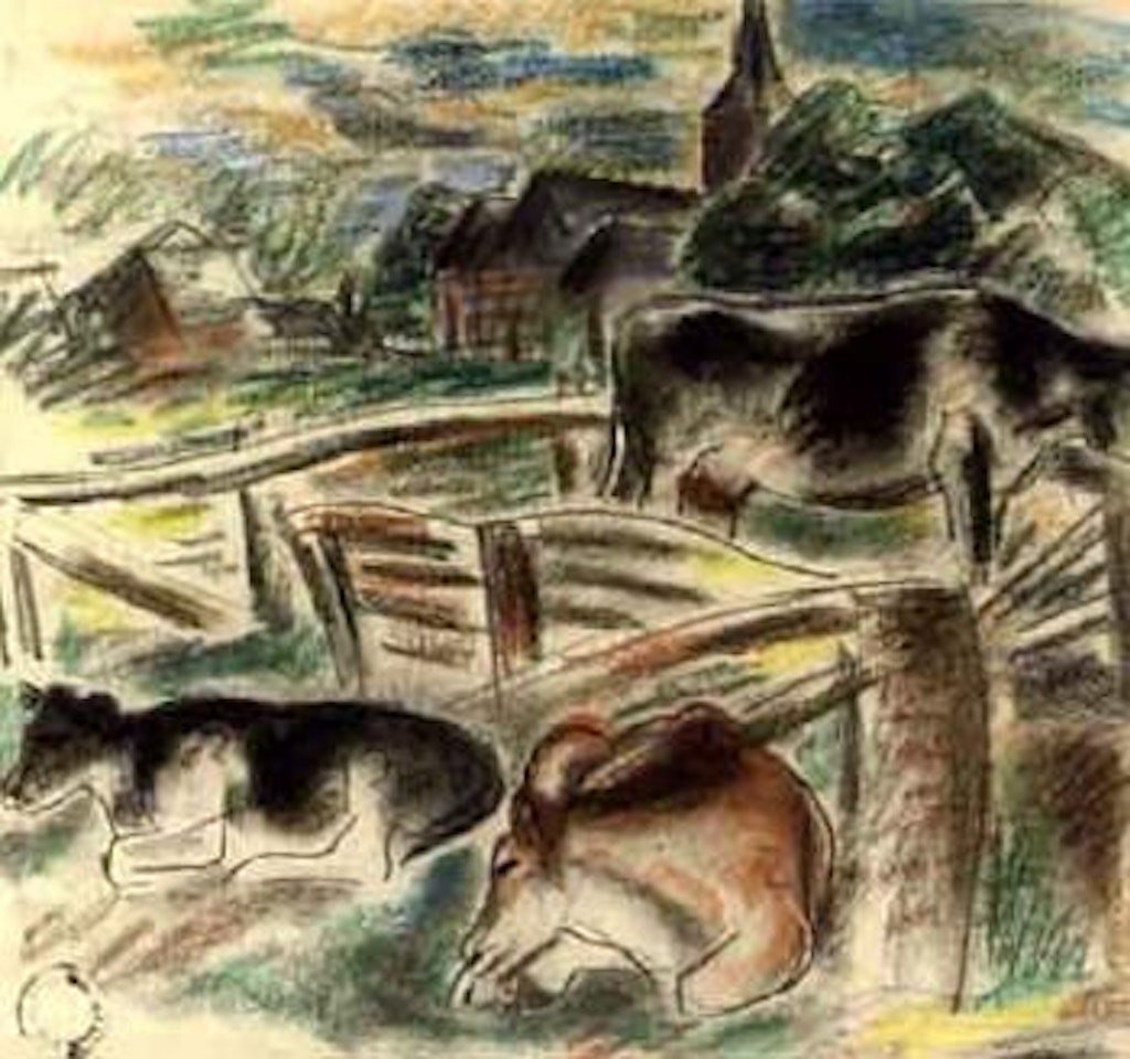 Cows in a landscape by Leo Gestel