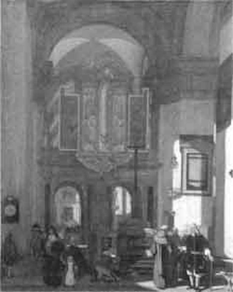 Church interior with figures by Emanuel de Witte