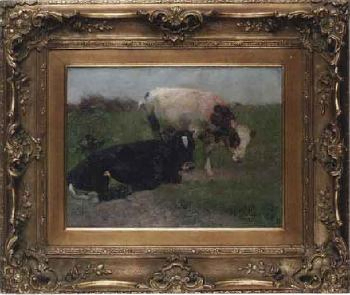 Cows in meadow by Heinrich von Zugel