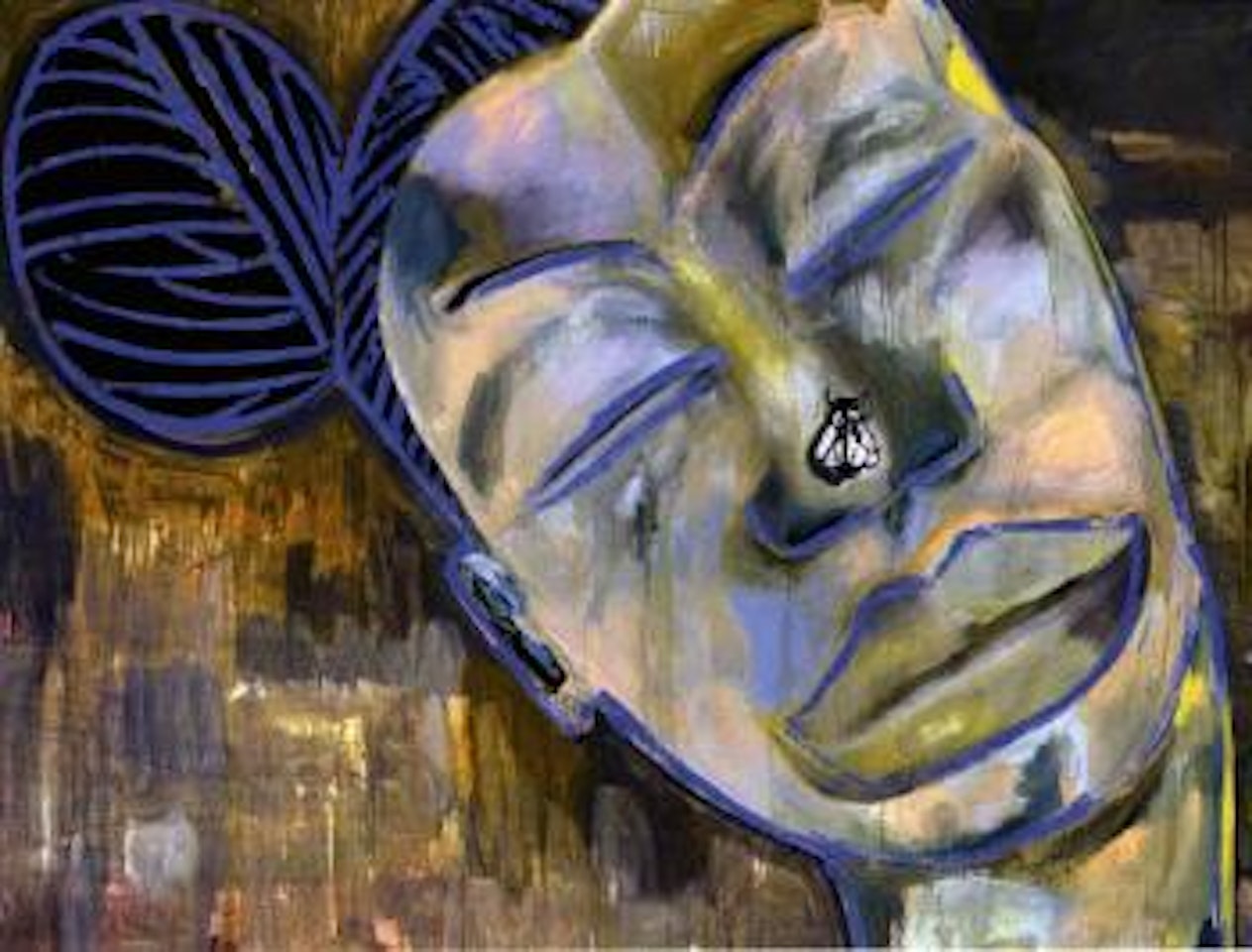 Sleeping figure with fly by Francesco Clemente