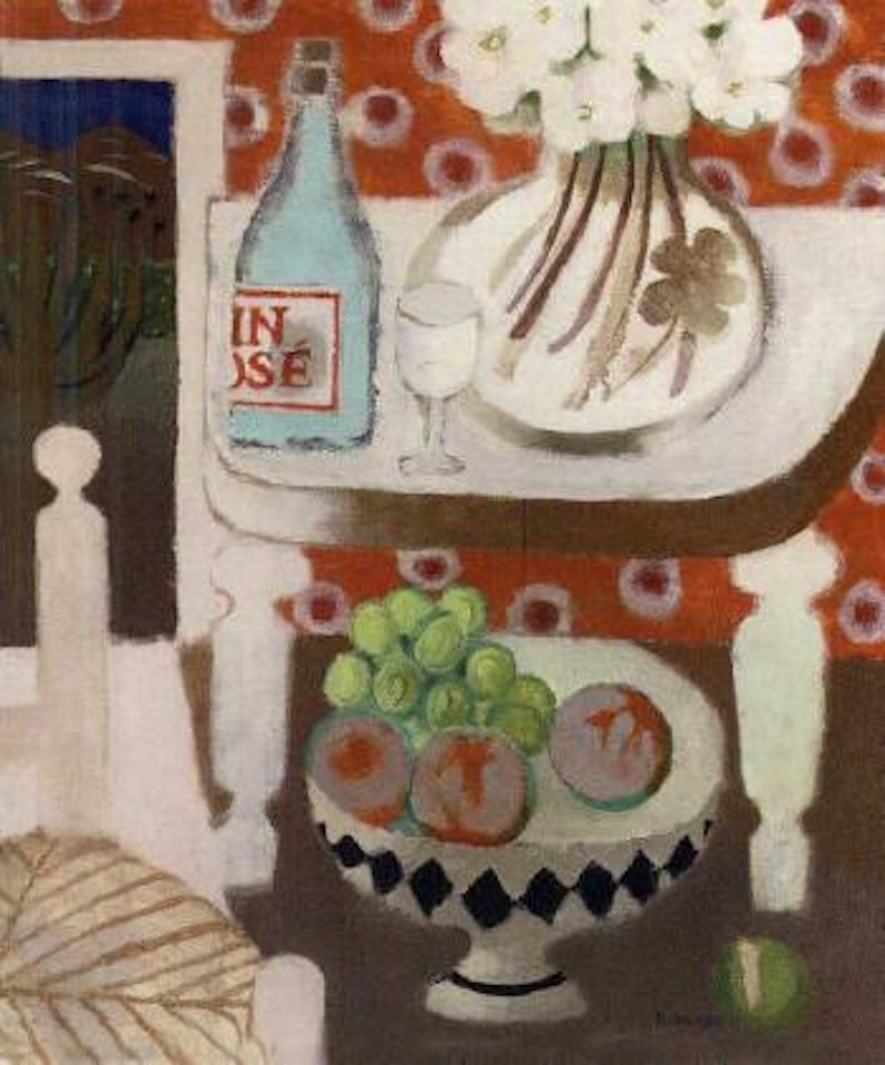 Orange table top still life by Mary Fedden