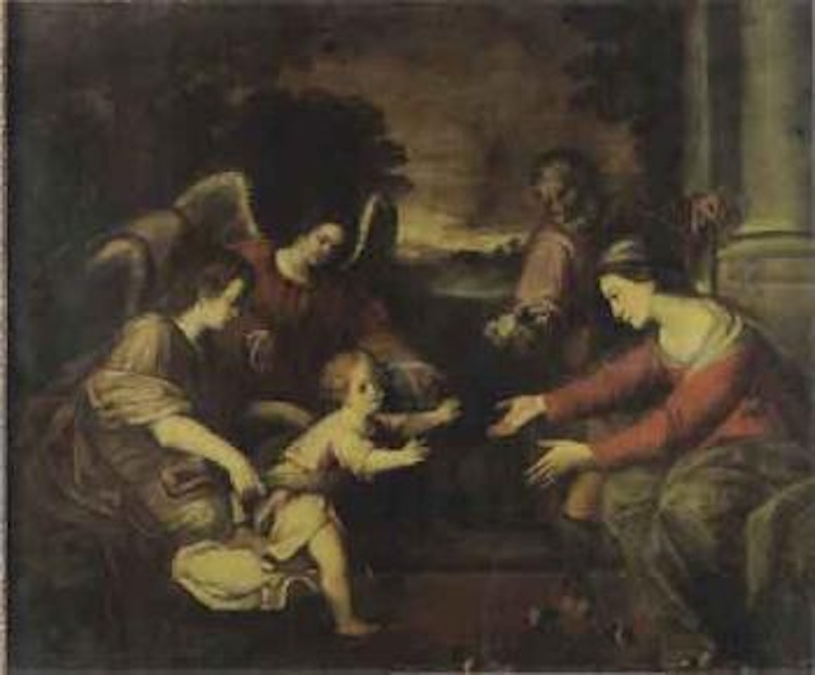 Holy Family with angels by BOLOGNESE SCHOOL