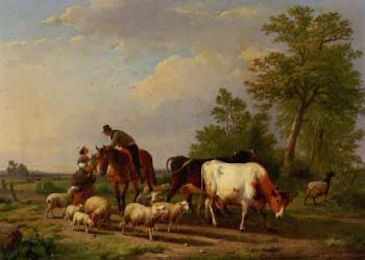 Moving to new pastures by Eugène Joseph Verboeckhoven