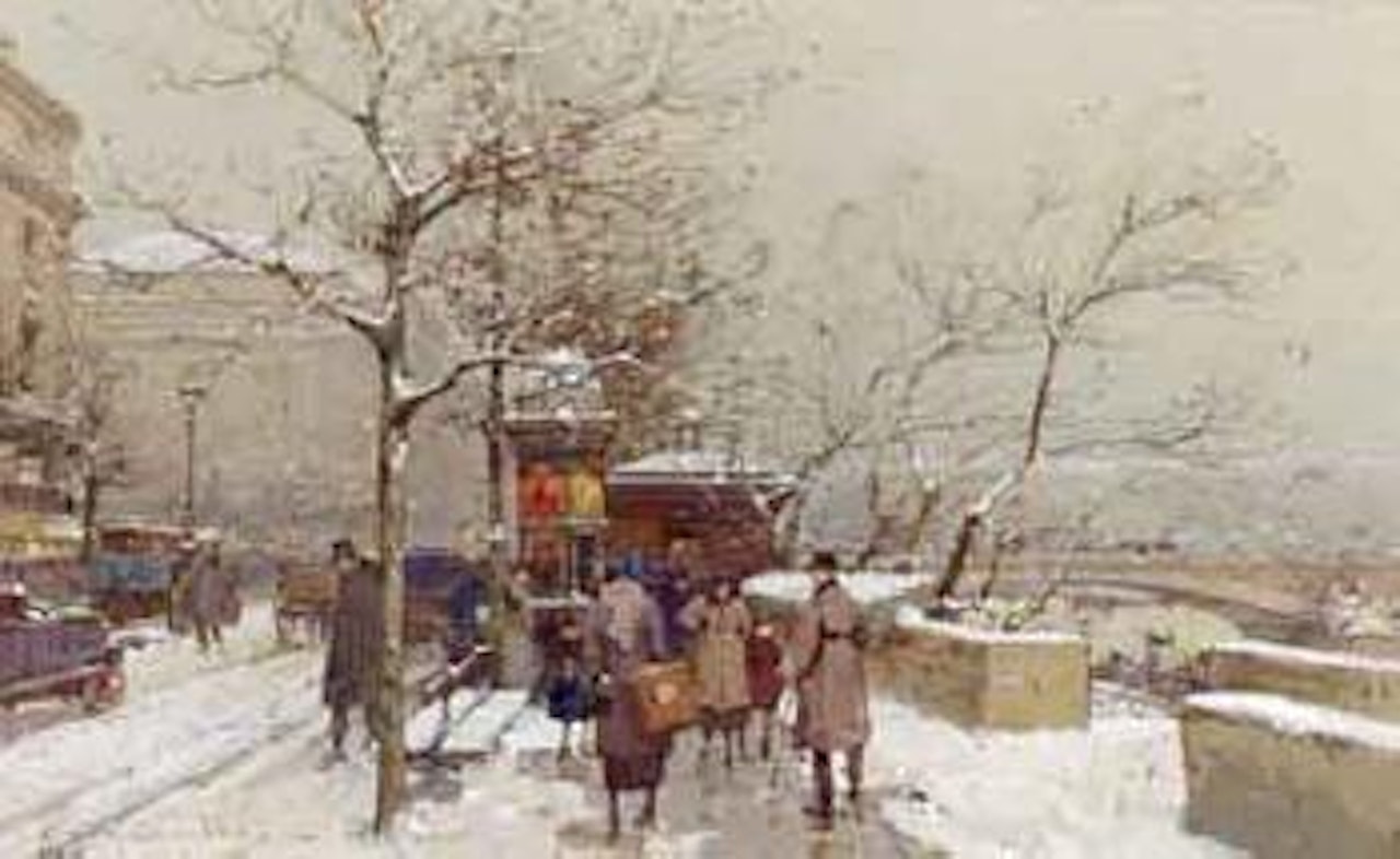 Quais, Paris by Eugene Galien-Laloue