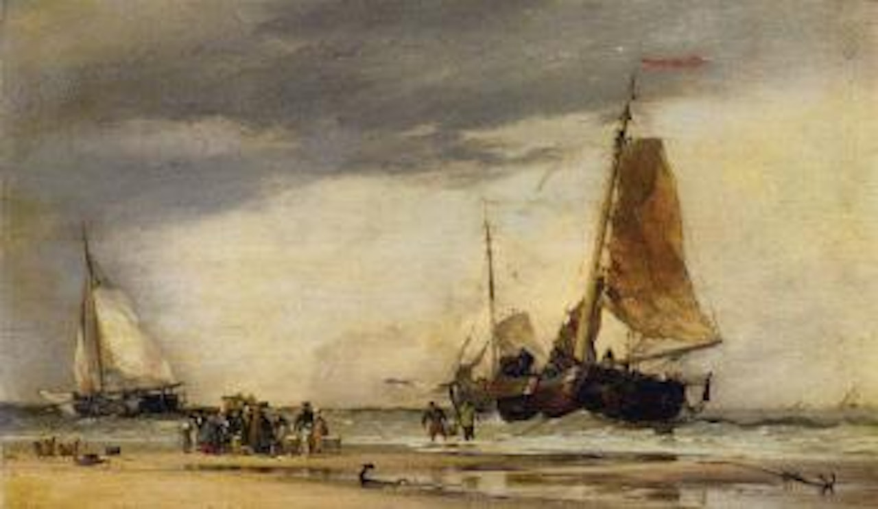 On the beach Scheveningen by Edward William Cooke