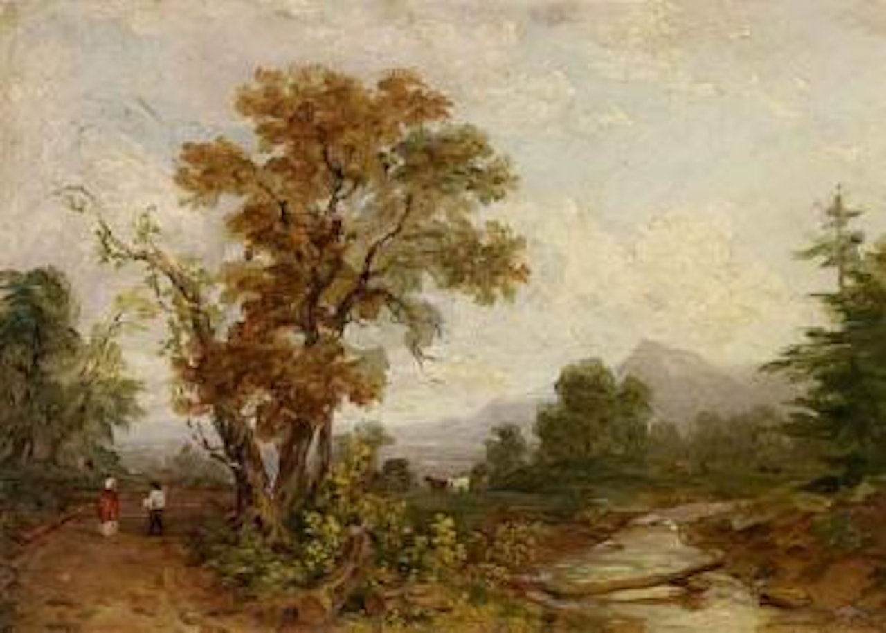 Landscape with figures by John Frederick Kensett