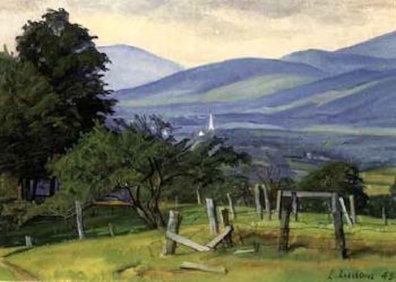 From above the golf course, Manchester Depot, Vermont by Luigi Lucioni