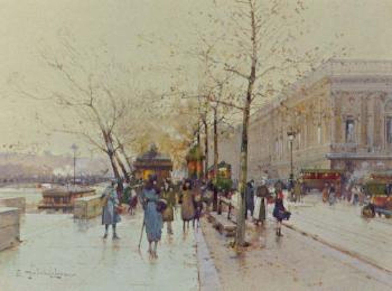 Quai Sarah Bernhart, Paris by Eugene Galien-Laloue