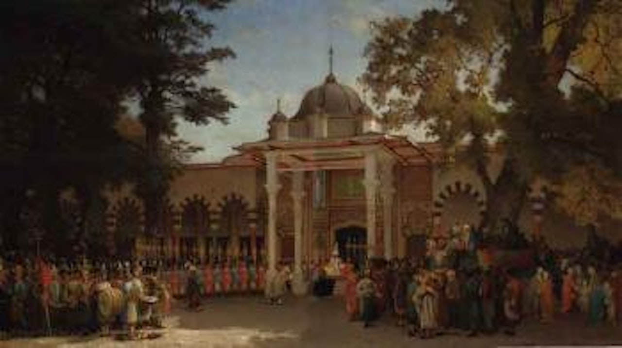 Le Beraim, ceremonie de baise-main a Constantinople, sous le Sultan Mahmoud II by Germain-Fabius Brest