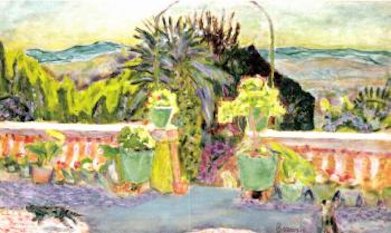 Les pots verts sur la terrasse by Pierre Bonnard