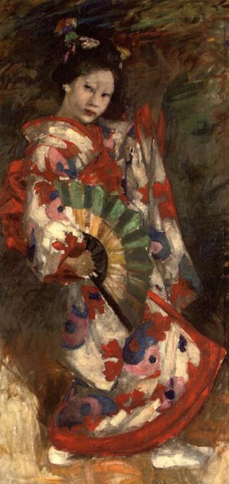 Dancing geisha girl by Edward Atkinson Hornel