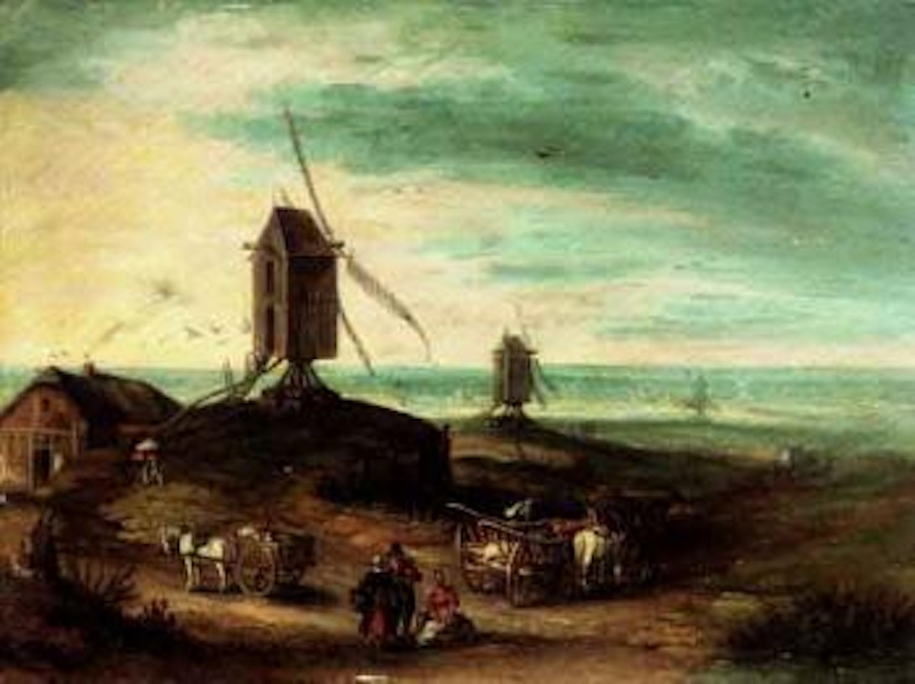 Landscape with windmills and travellers by Jan Brueghel the Younger