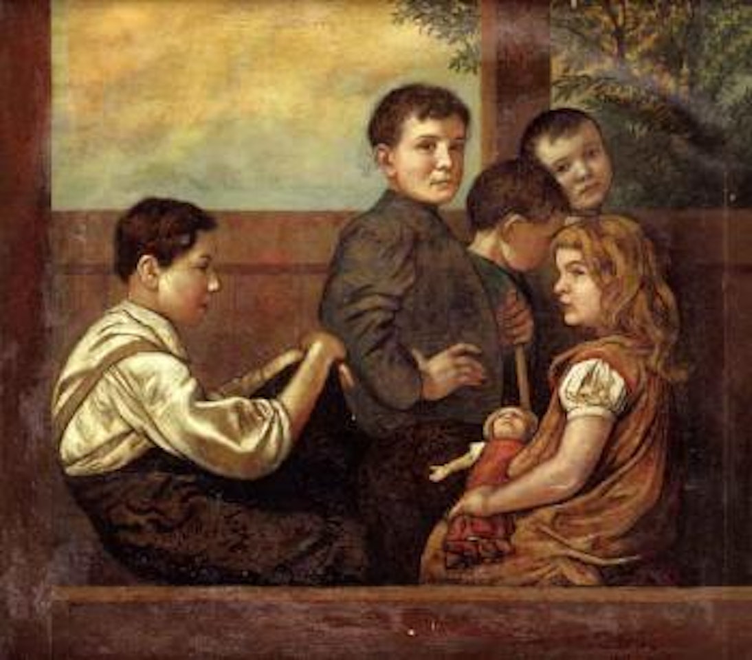 Children on balcony by Hans Thoma