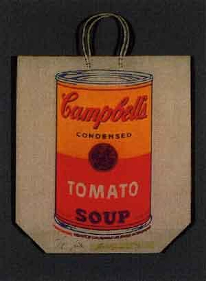 Campbell's soup can on shopping bag by Andy Warhol
