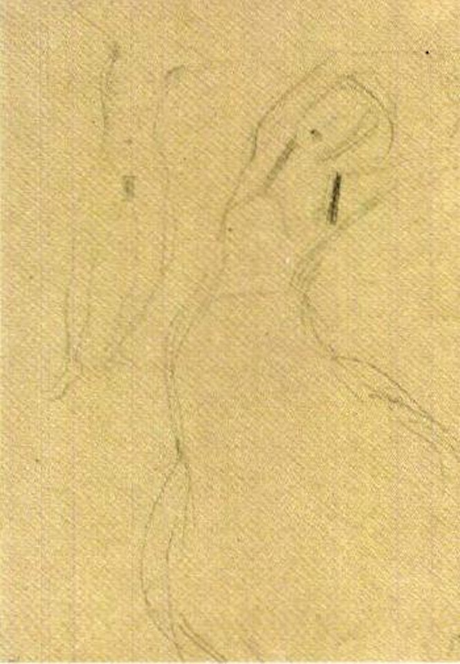 Dancing female nude. Landscape by Gustav Klimt
