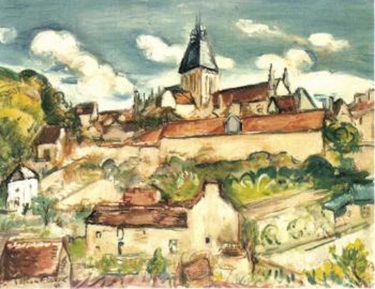 Village scene by Othon Friesz