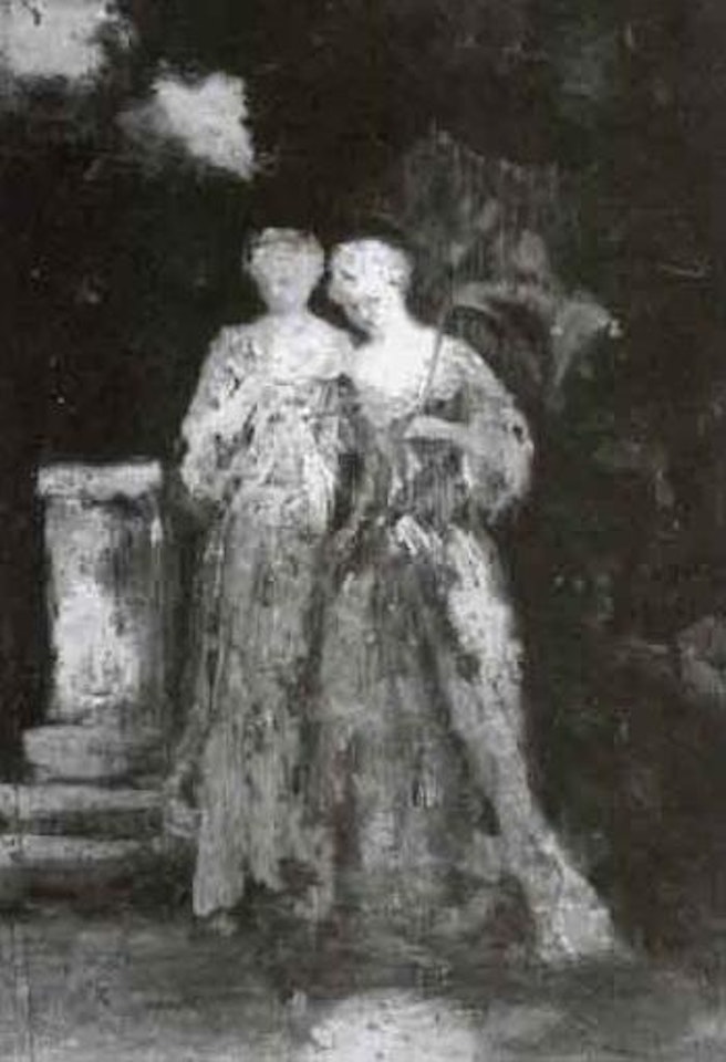 Female figures in a landscape by Adolphe Monticelli