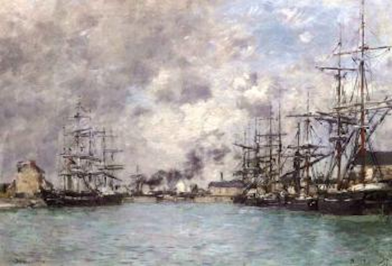 Deauville, le bassin by Eugène Boudin