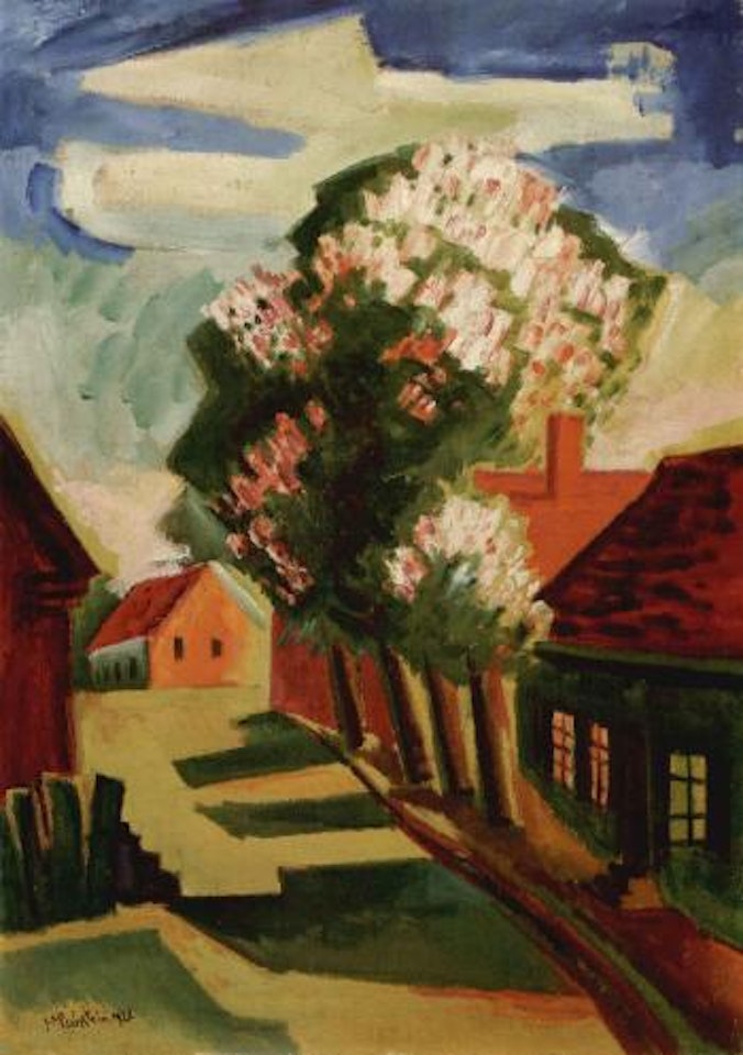 Street scene. Sleeping child by Max Pechstein