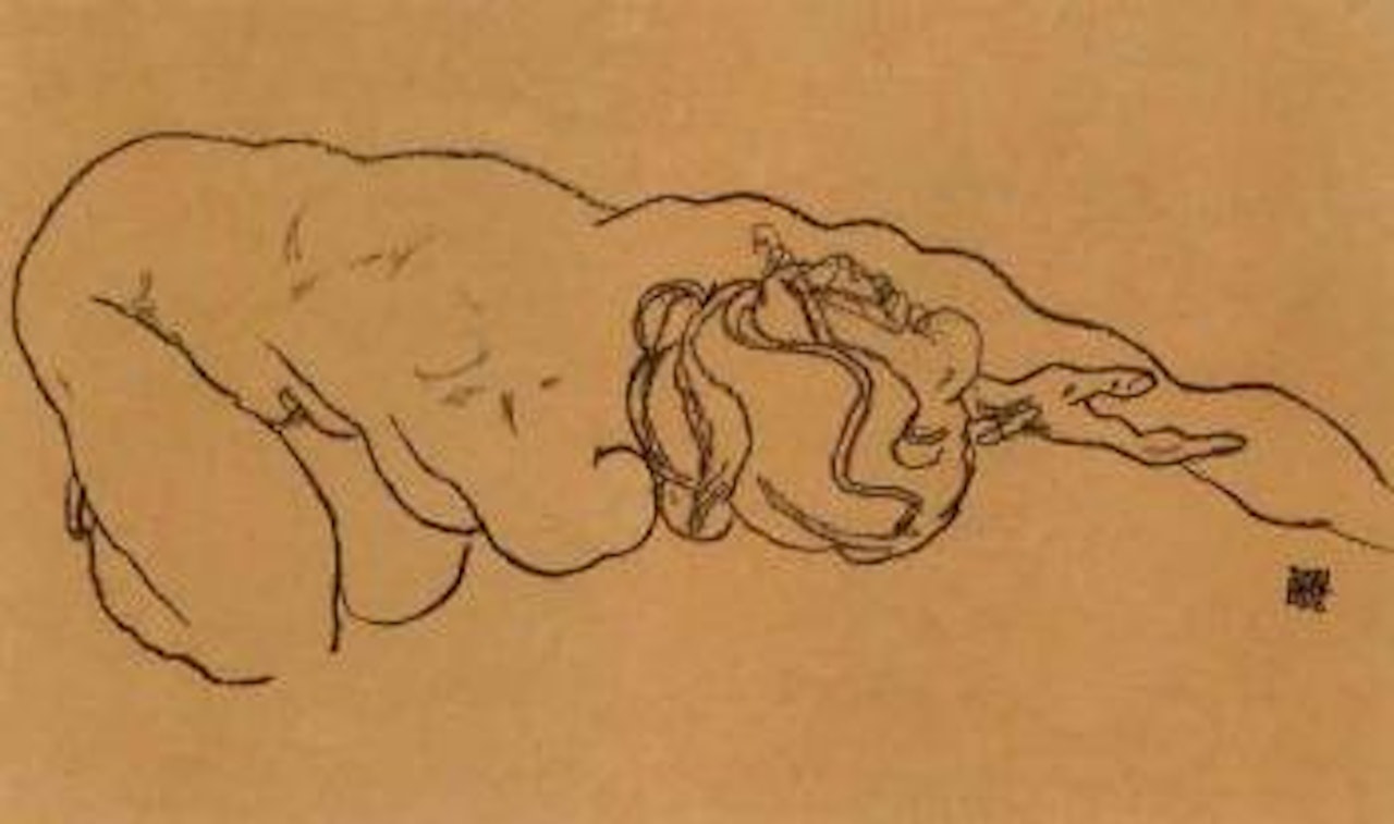 Girl with outstretched arm by Egon Schiele