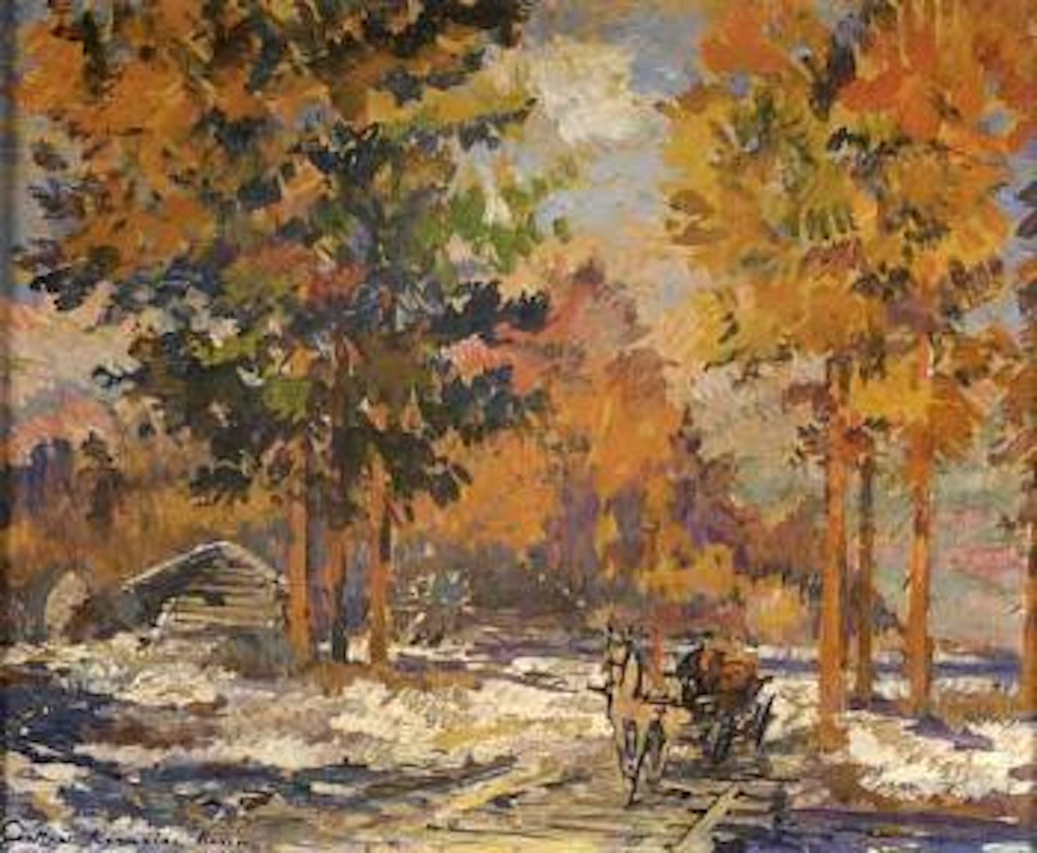 Promenade en carriole dans la foret enneigee by Konstantin Alekseevich Korovin