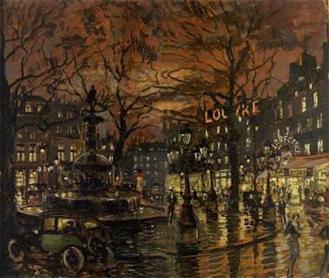 Place illuminee a Paris, la nuit by Konstantin Alekseevich Korovin