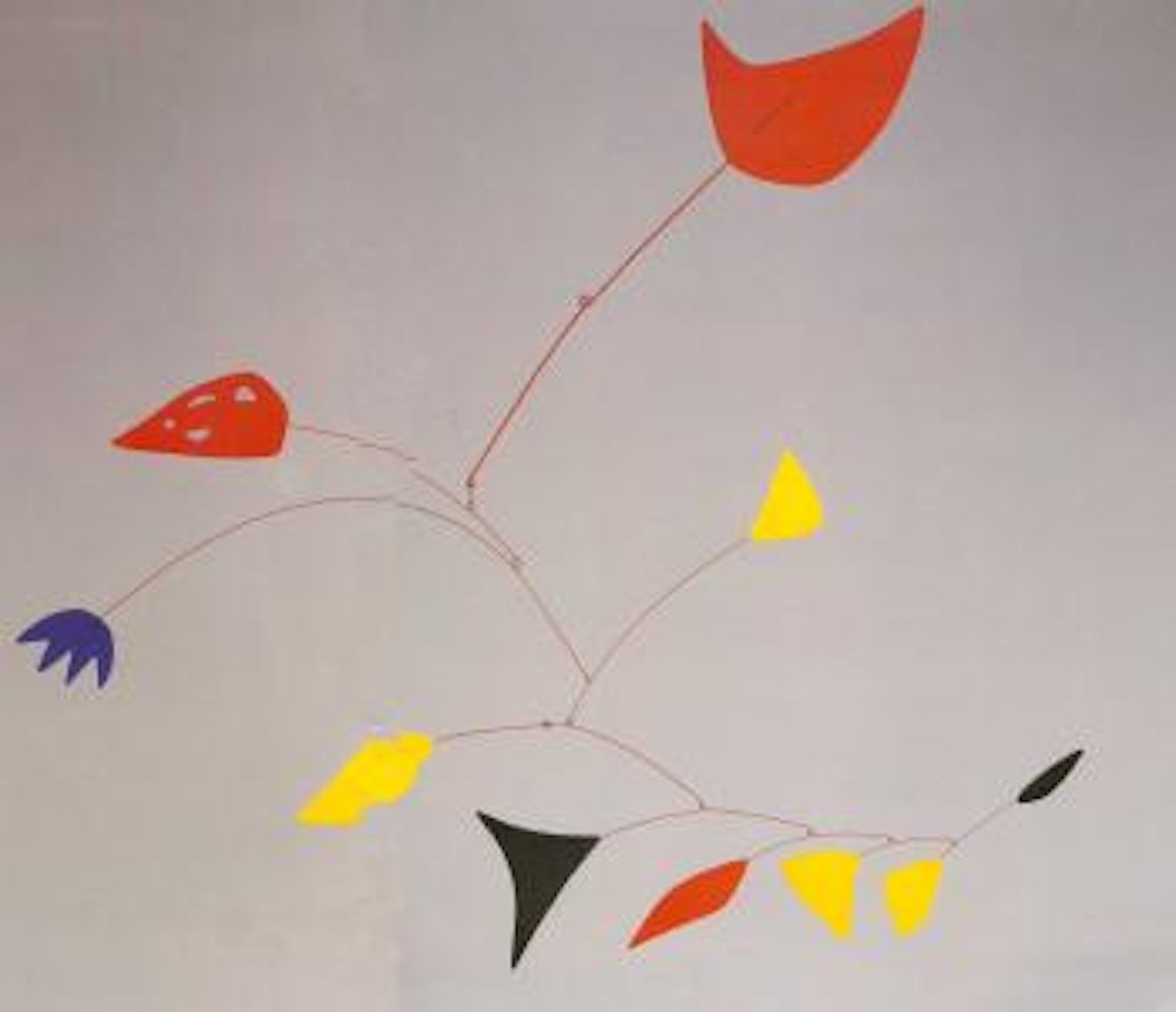 Blue flower, perforated red by Alexander Calder