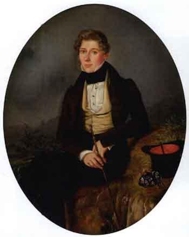 Gentleman in yellow waistcoat with top hat by Ferdinand Georg Waldmüller