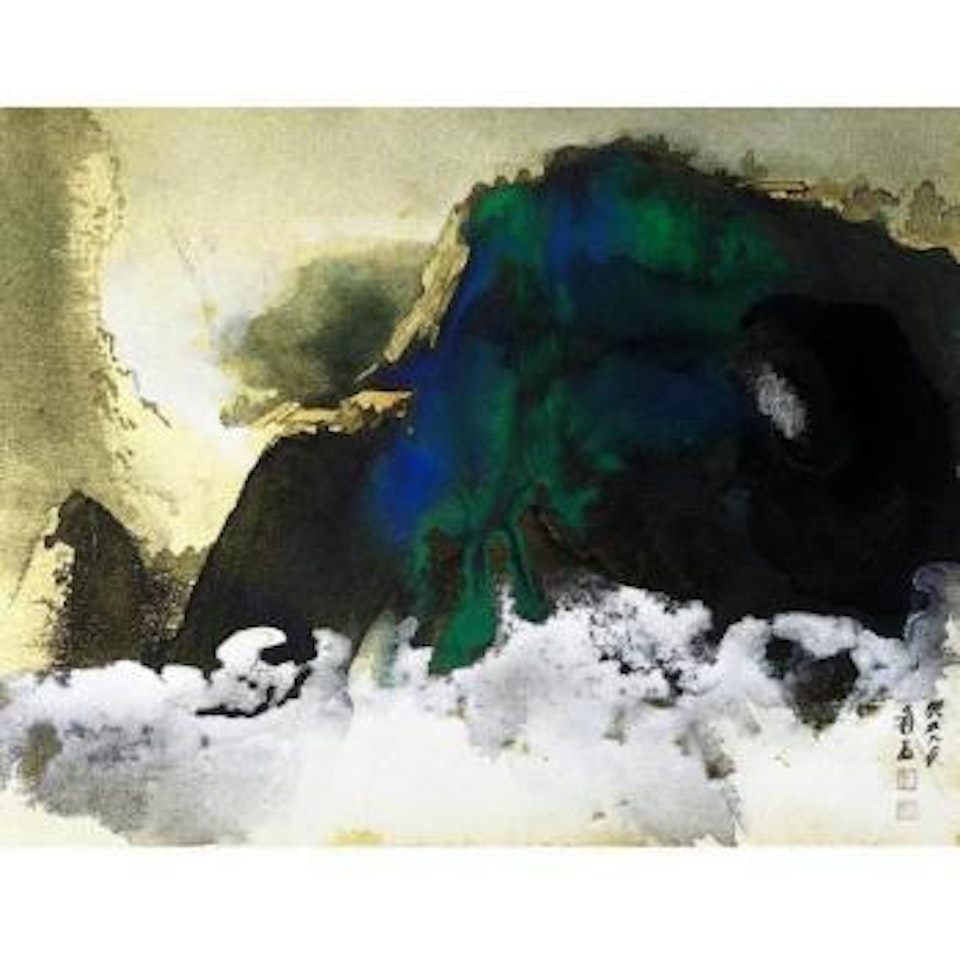 Landscape with splashed colour on gold by Zhang Daqian