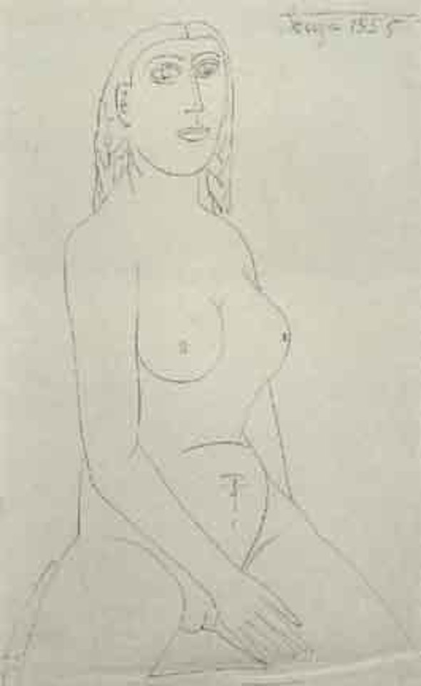 Seated female nude by Francis Newton Souza