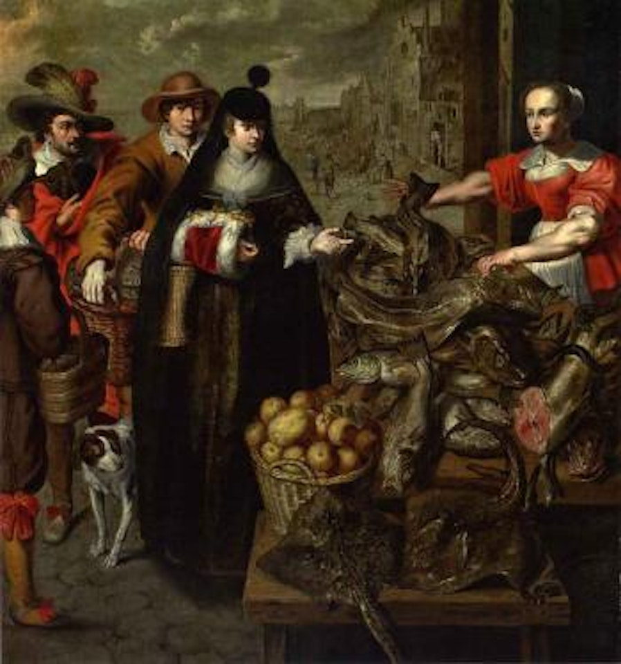 Fish market in Antwerp by Marten Pepyn by Adriaen van Utrecht
