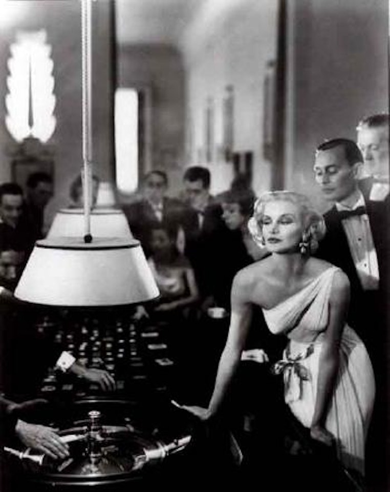 Sunny Harnett, evening dress by Gres, Casino, Le Touquet by Richard Avedon