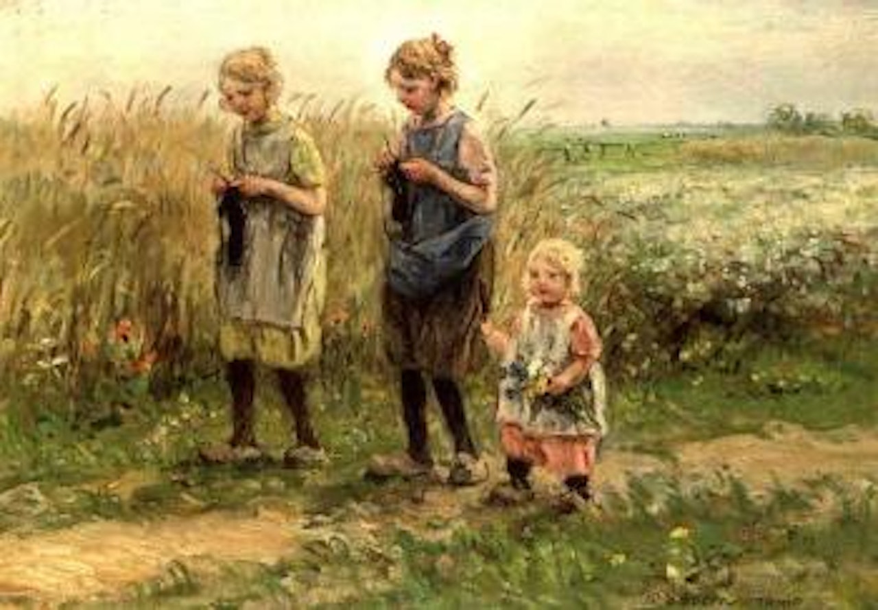Children strolling in the fields by Jan Zoetelief Tromp