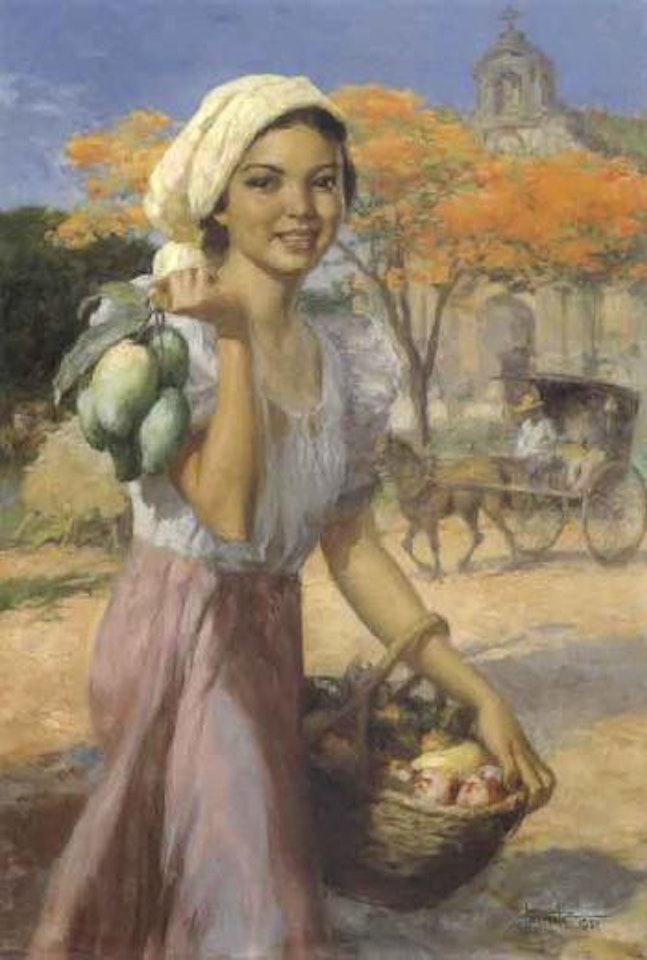 Girl with mangoes by Fernando Amorsolo